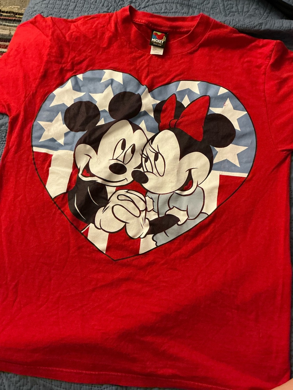Disney Red Mickey & Minnie Heart Graphic Short Sleeve Tee